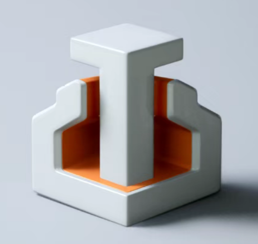 函甲科技 3D 陶瓷橙芯 Logo 实体渲染